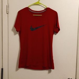 NWOT Women's Nike Dri Fit Dark Red & Black Swoosh Tshirt!